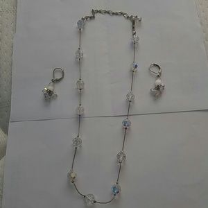Crystal necklace and earring set